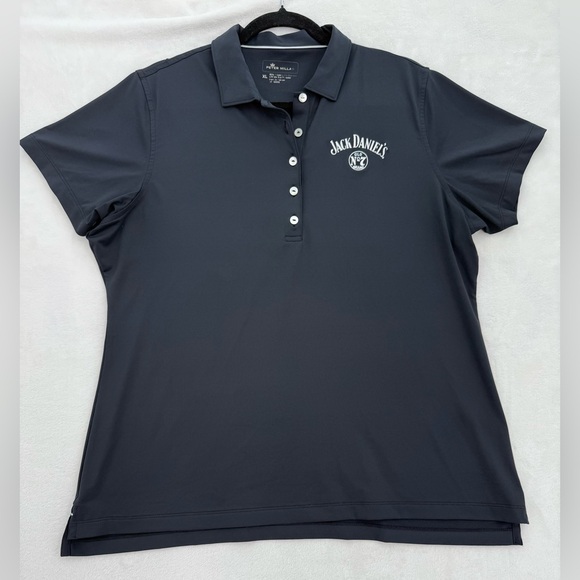 Peter Millar Tops - Women’s Peter Miller Black Golf Polo Jack Daniel’s Number 7 Size XL